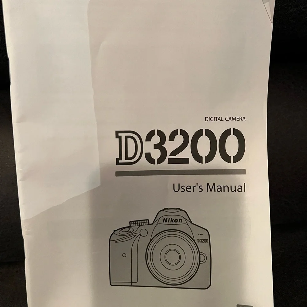 Nikon D3200, with camera bag, batteries, instruction manual